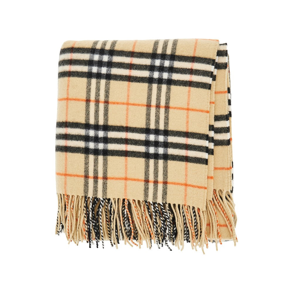 Check wool and cashmere cape