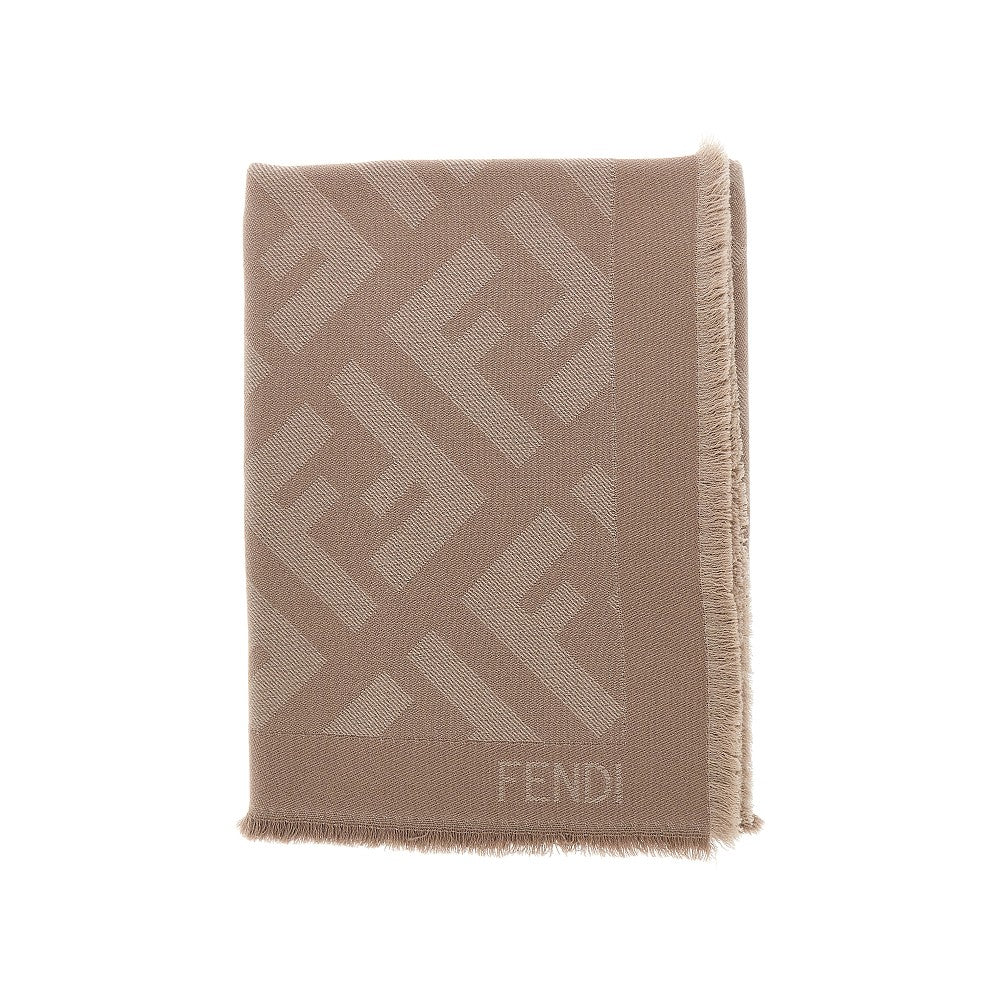 FF jacquard wool and cashmere shawl