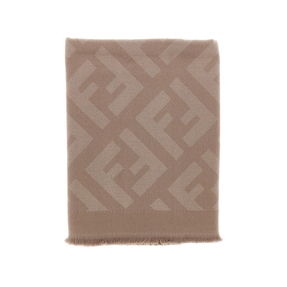 FF jacquard wool and cashmere shawl