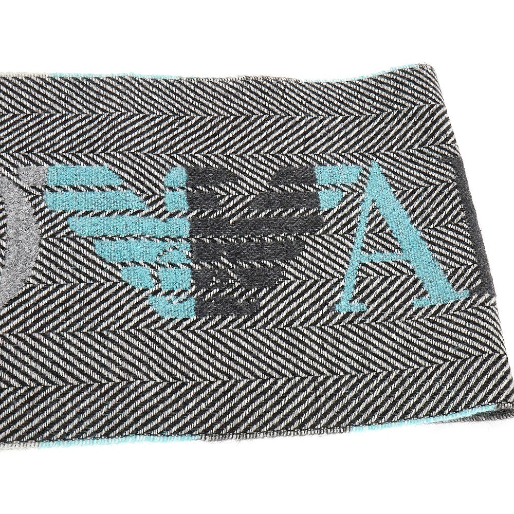 Chevron wool-blend scarf with logo