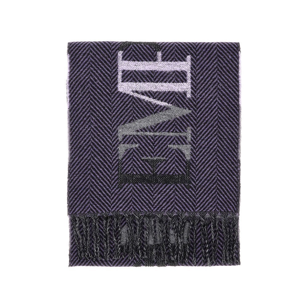 Chevron wool-blend scarf with logo