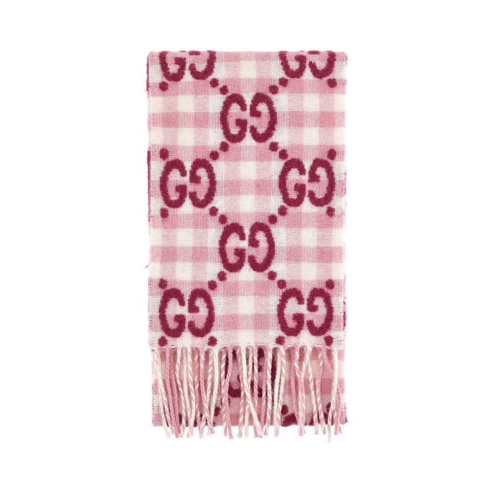GG check wool-blend scarf