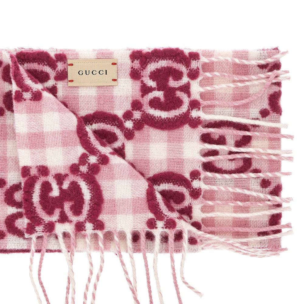 GG check wool-blend scarf