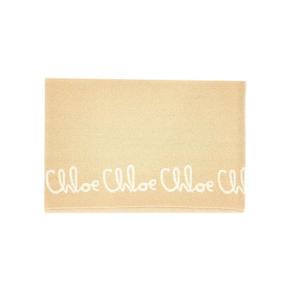 Knitted scarf with jacquard logo