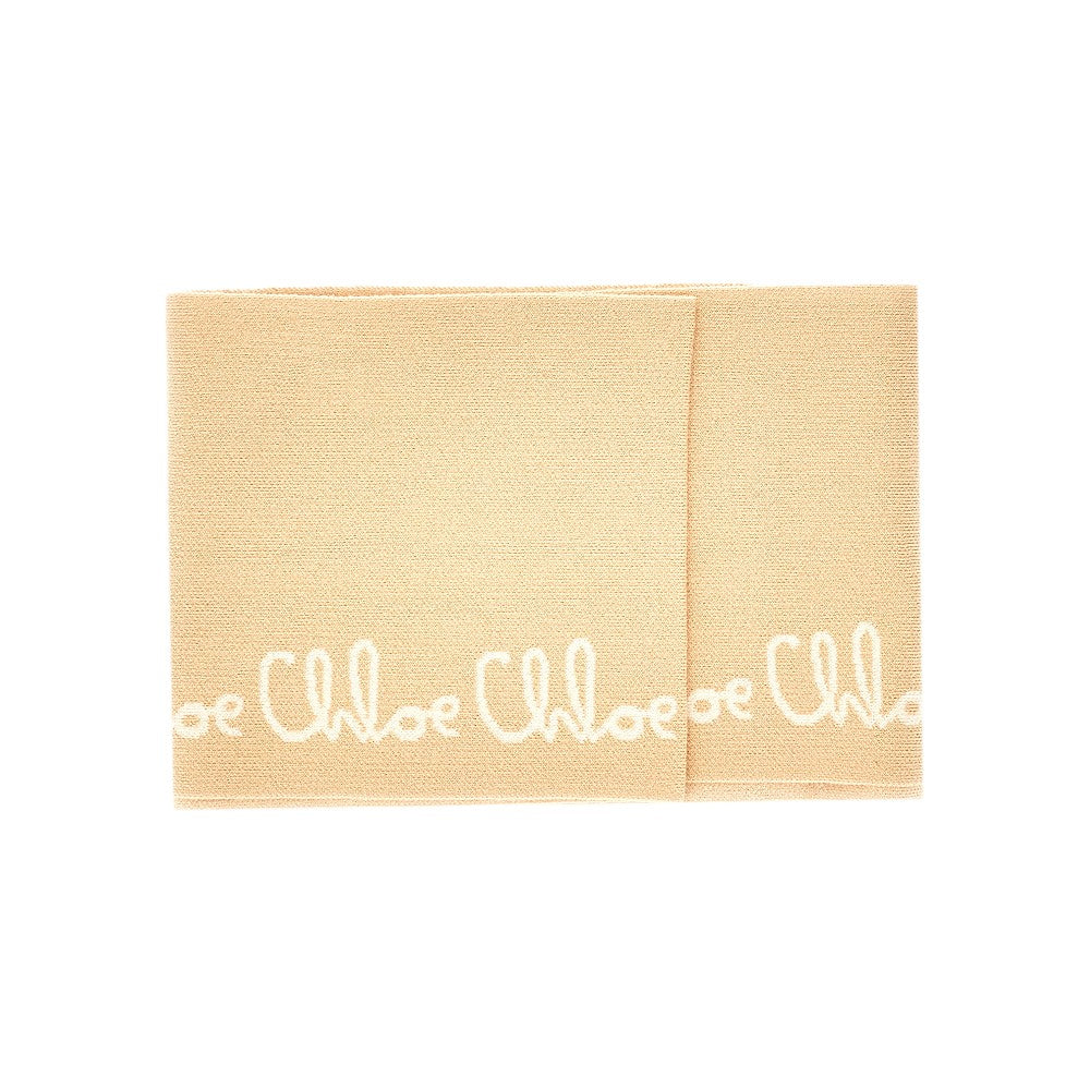 Knitted scarf with jacquard logo