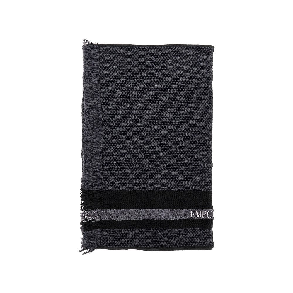 Wool and silk scarf with logo band