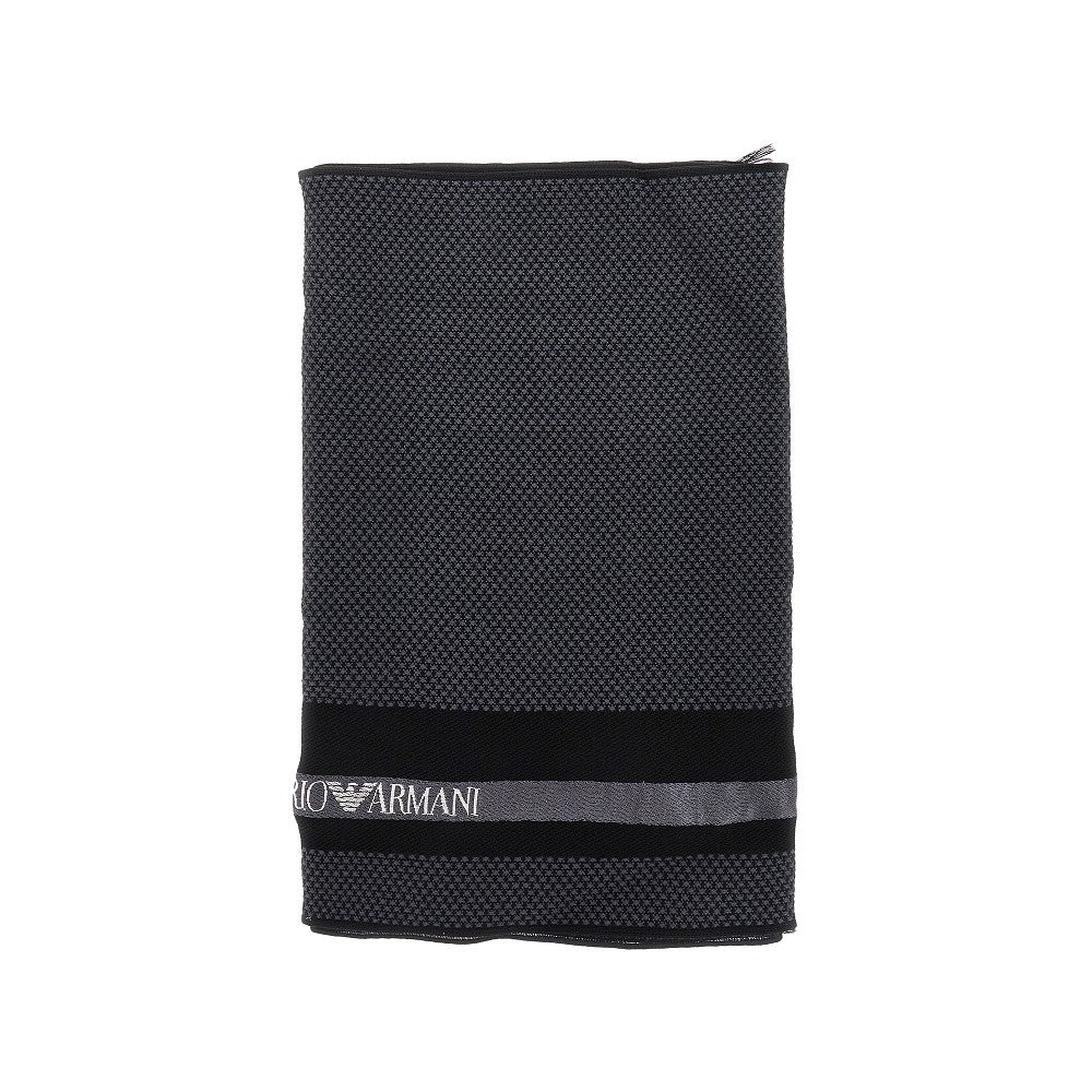 Sciarpa in lana e seta con banda logata