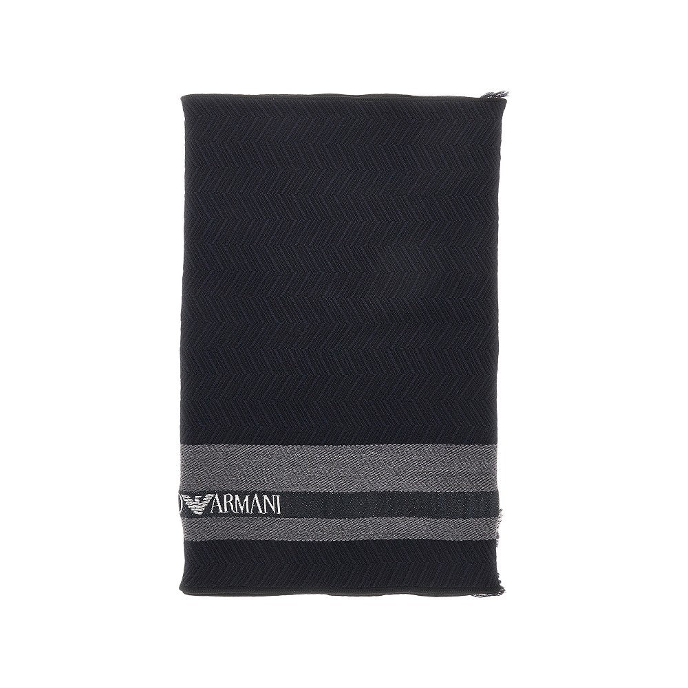 Sciarpa in lana e seta con banda logata