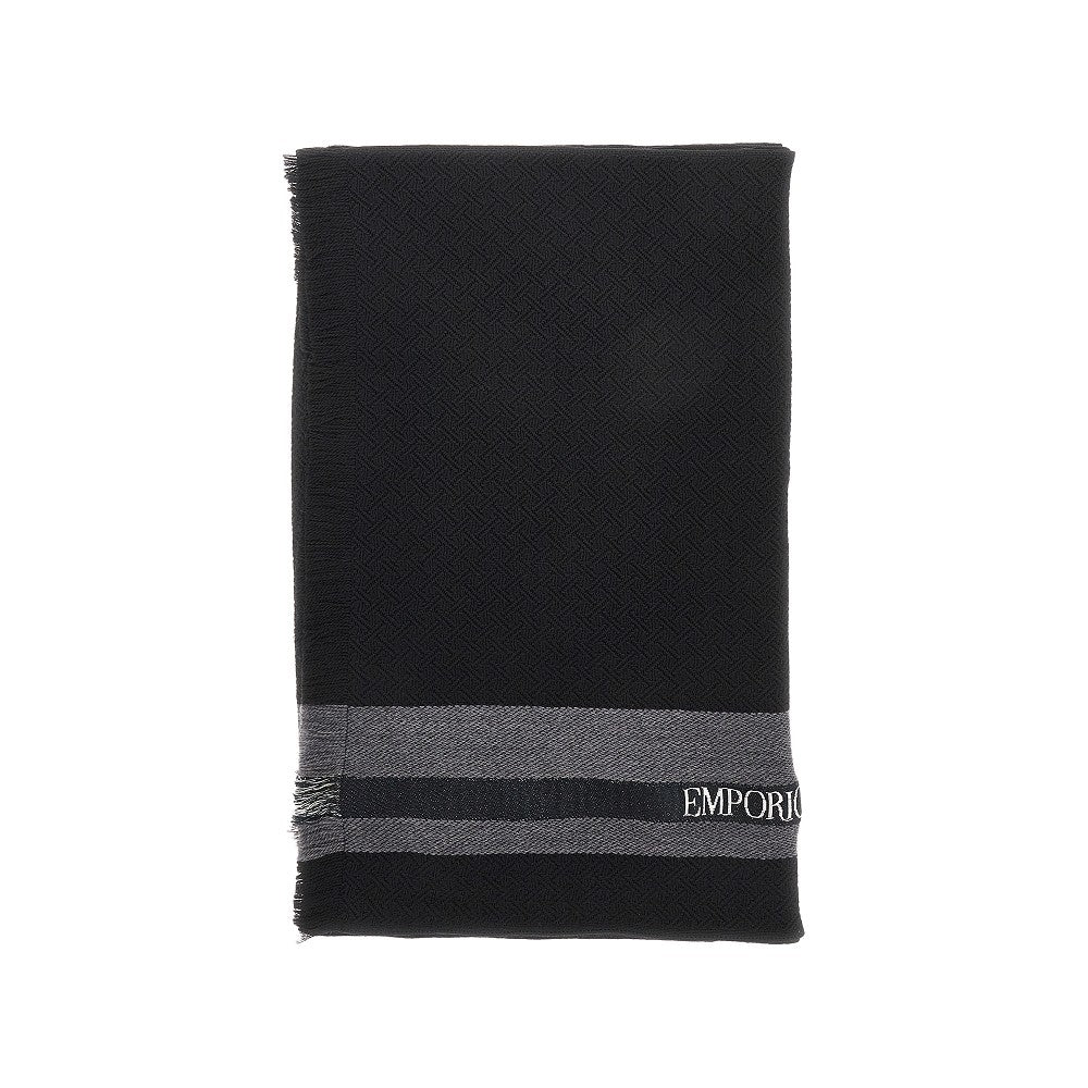 Sciarpa in lana e seta con banda logata