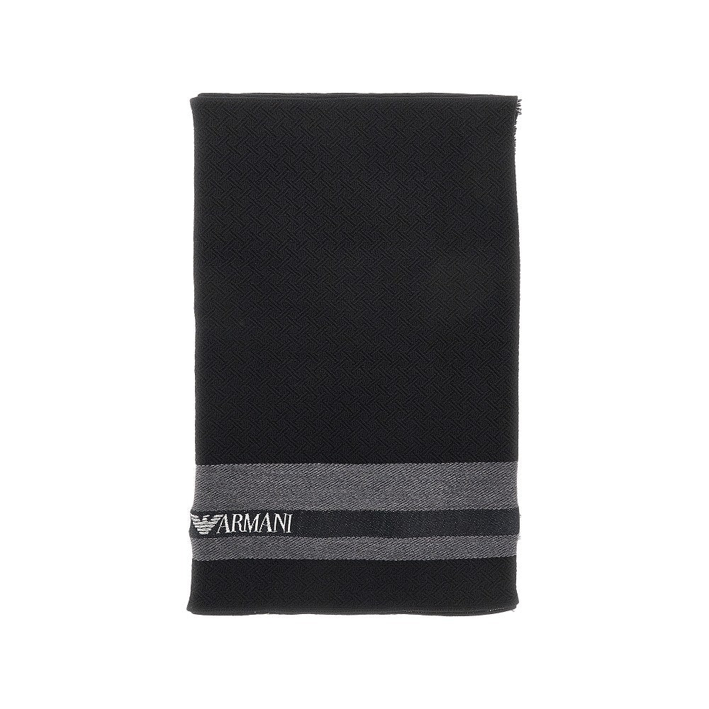 Sciarpa in lana e seta con banda logata