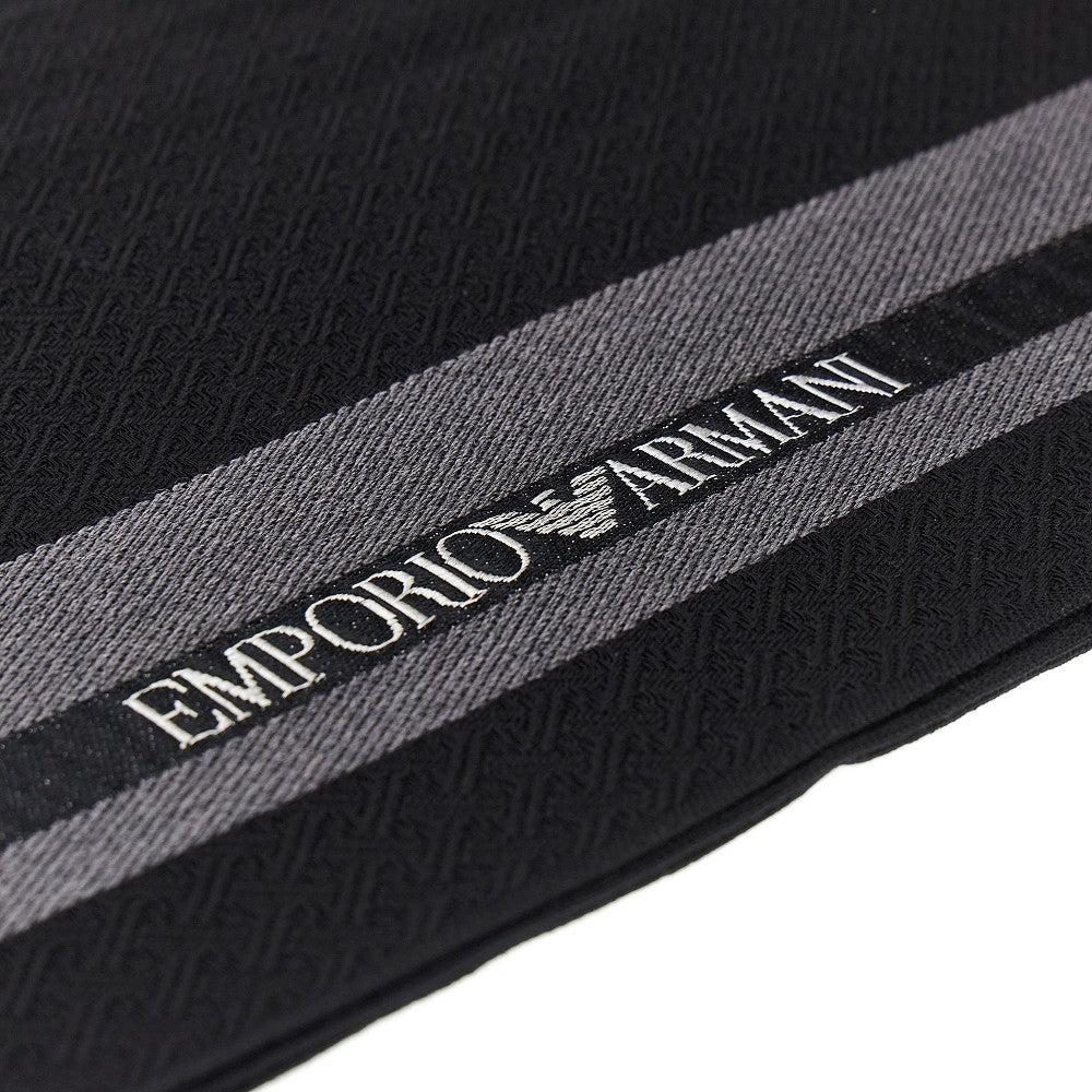 Sciarpa in lana e seta con banda logata