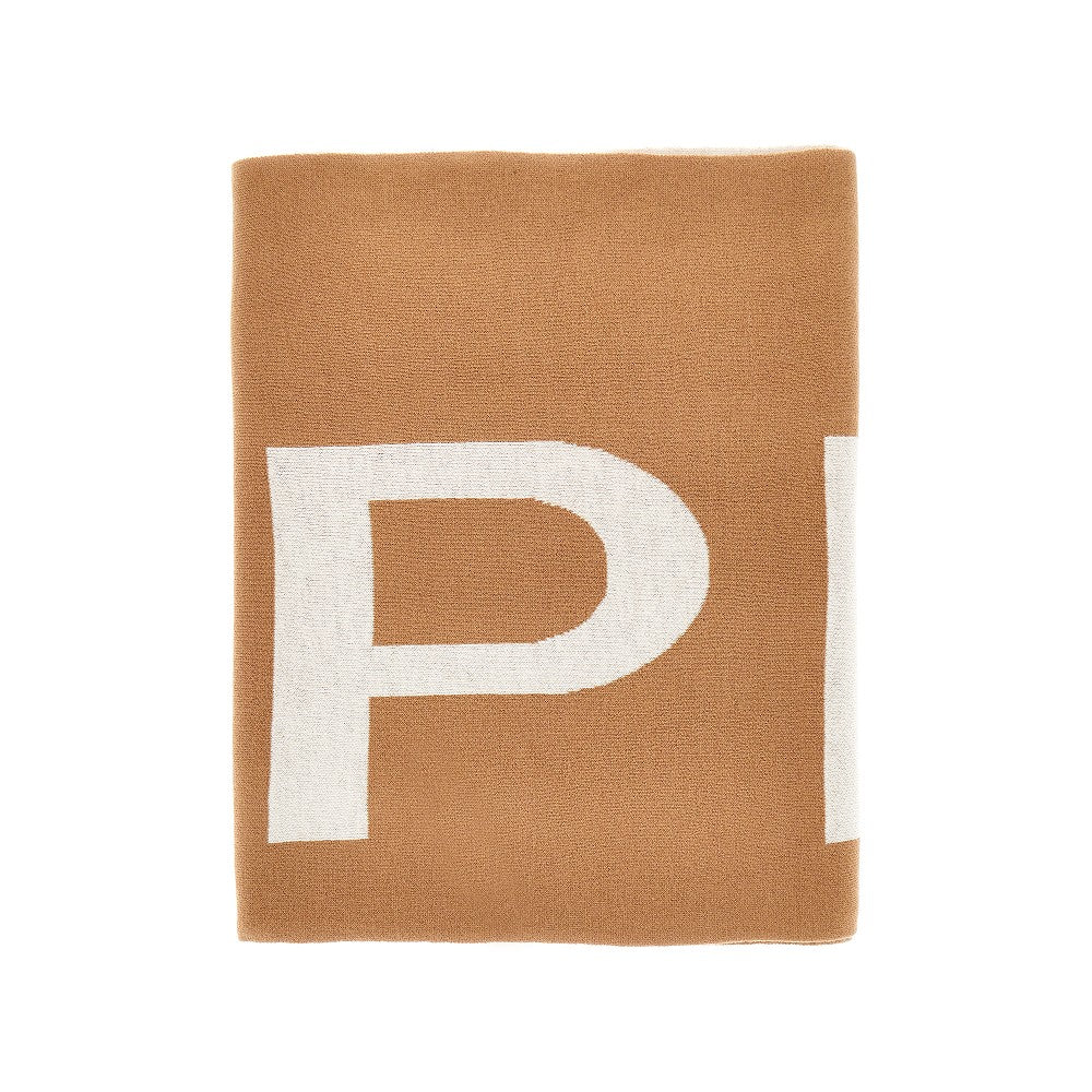 Wool-blend scarf with jacquard logo