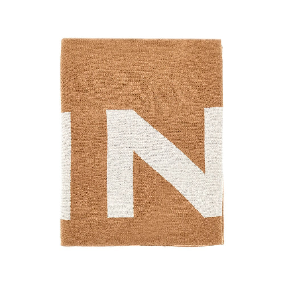 Wool-blend scarf with jacquard logo