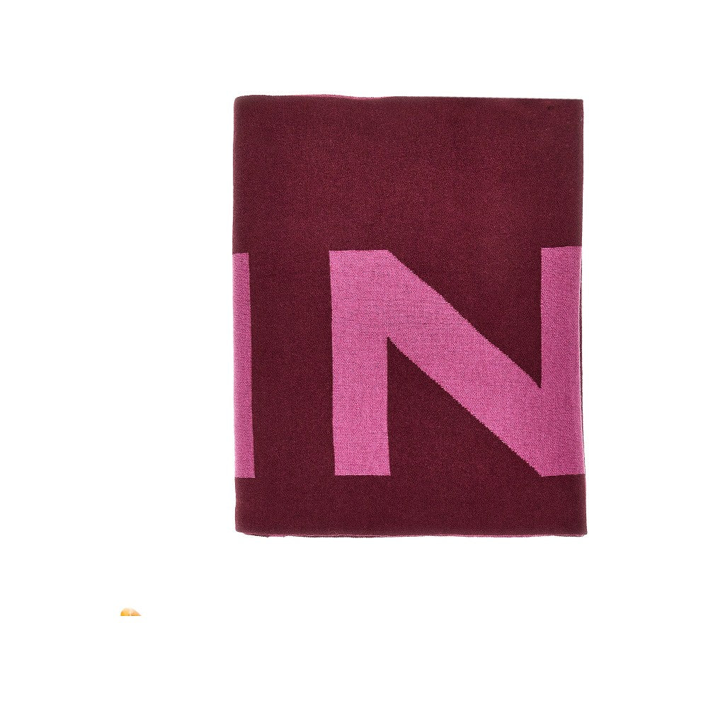 Wool-blend scarf with jacquard logo