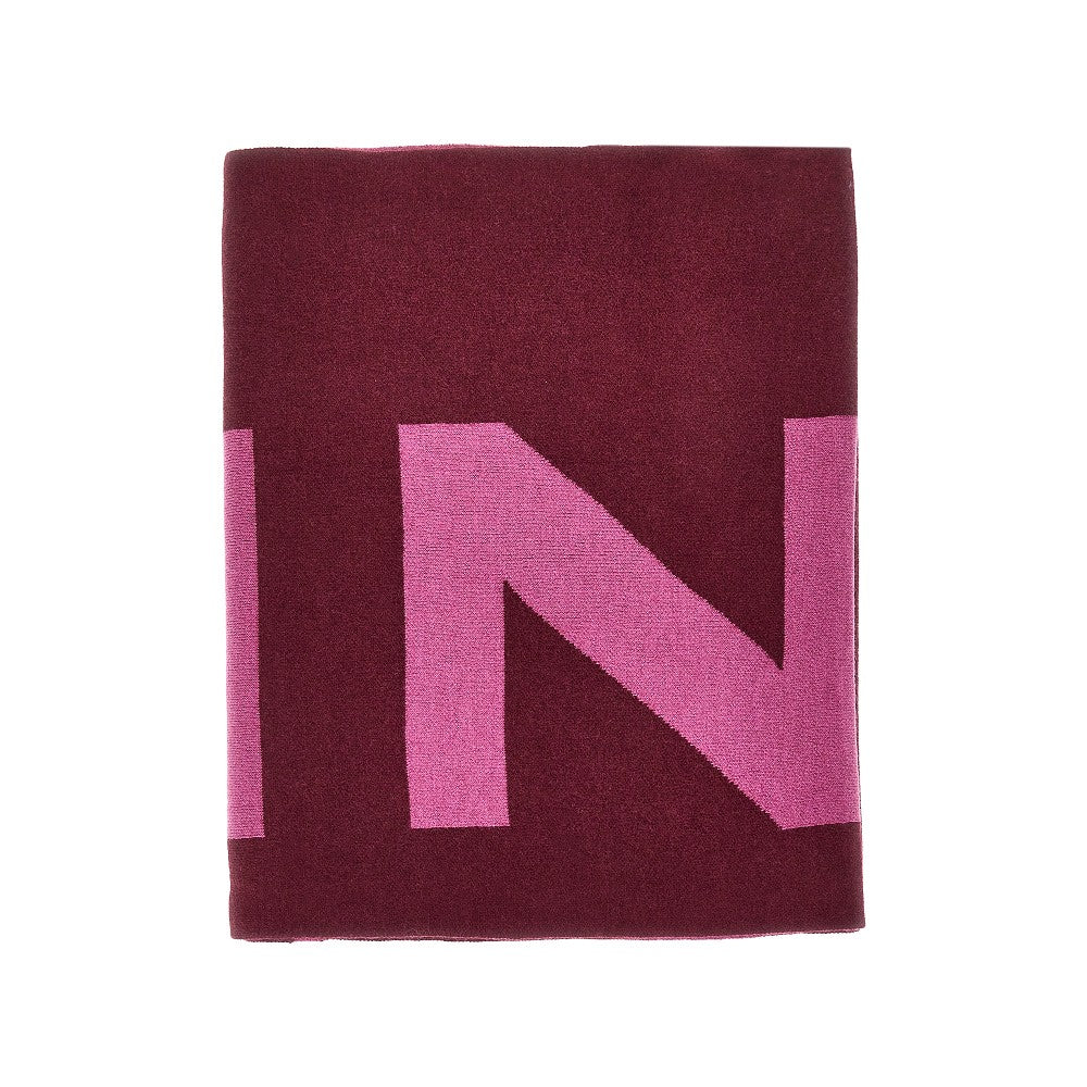 Wool-blend scarf with jacquard logo