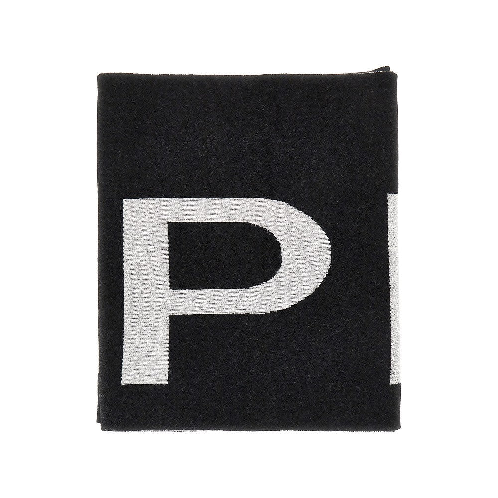 Wool-blend scarf with jacquard logo