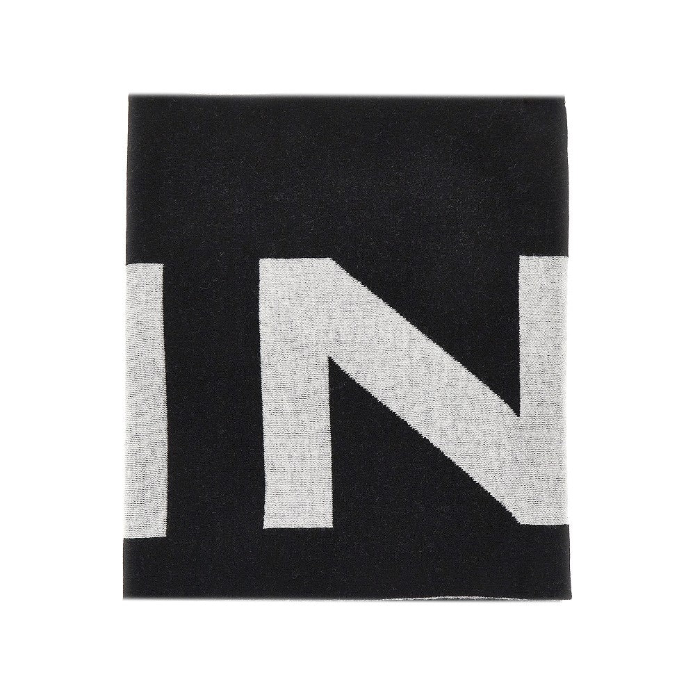 Wool-blend scarf with jacquard logo