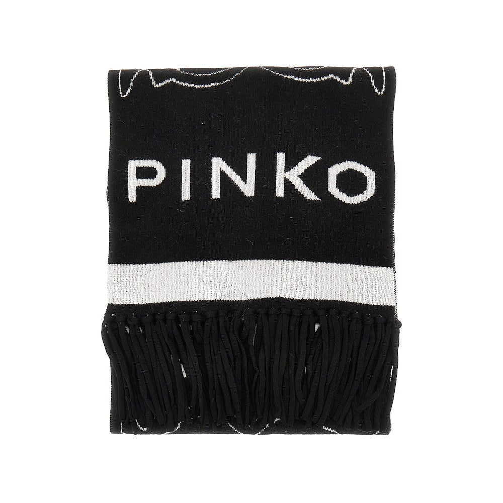 Knitted scarf with jacquard logo