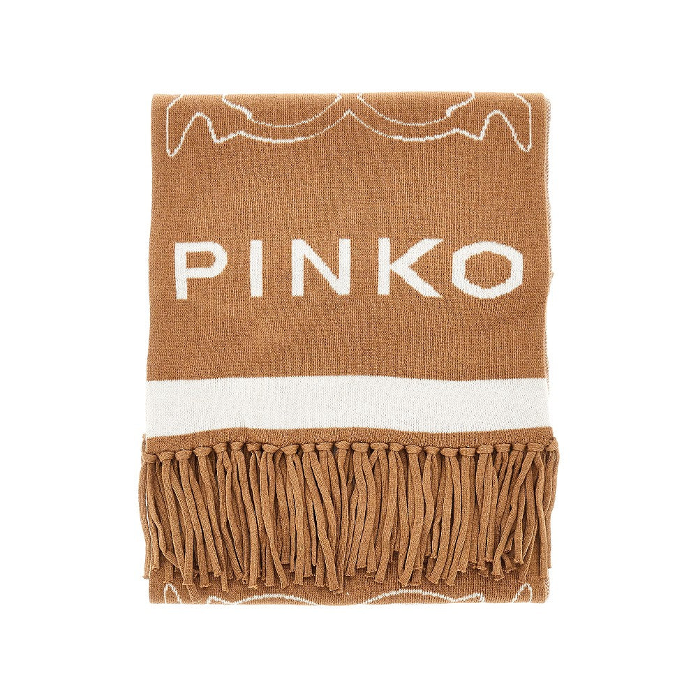 Knitted scarf with jacquard logo