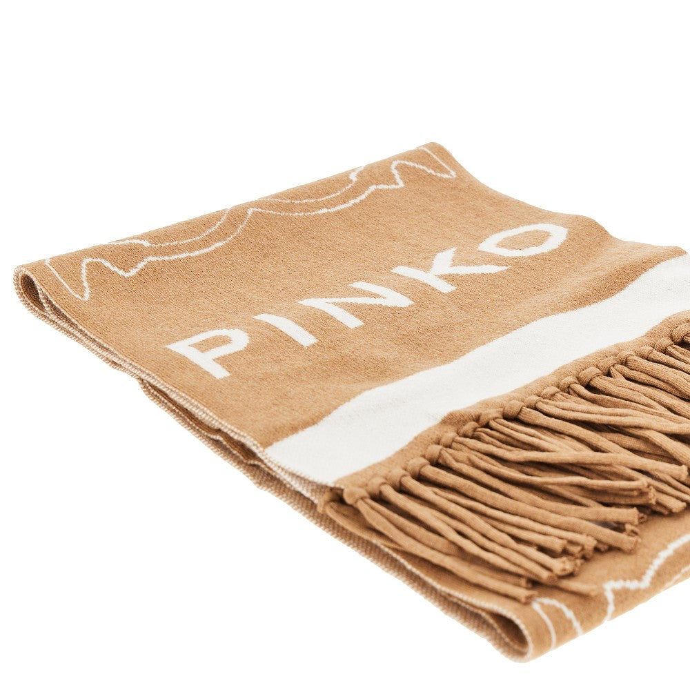 Knitted scarf with jacquard logo