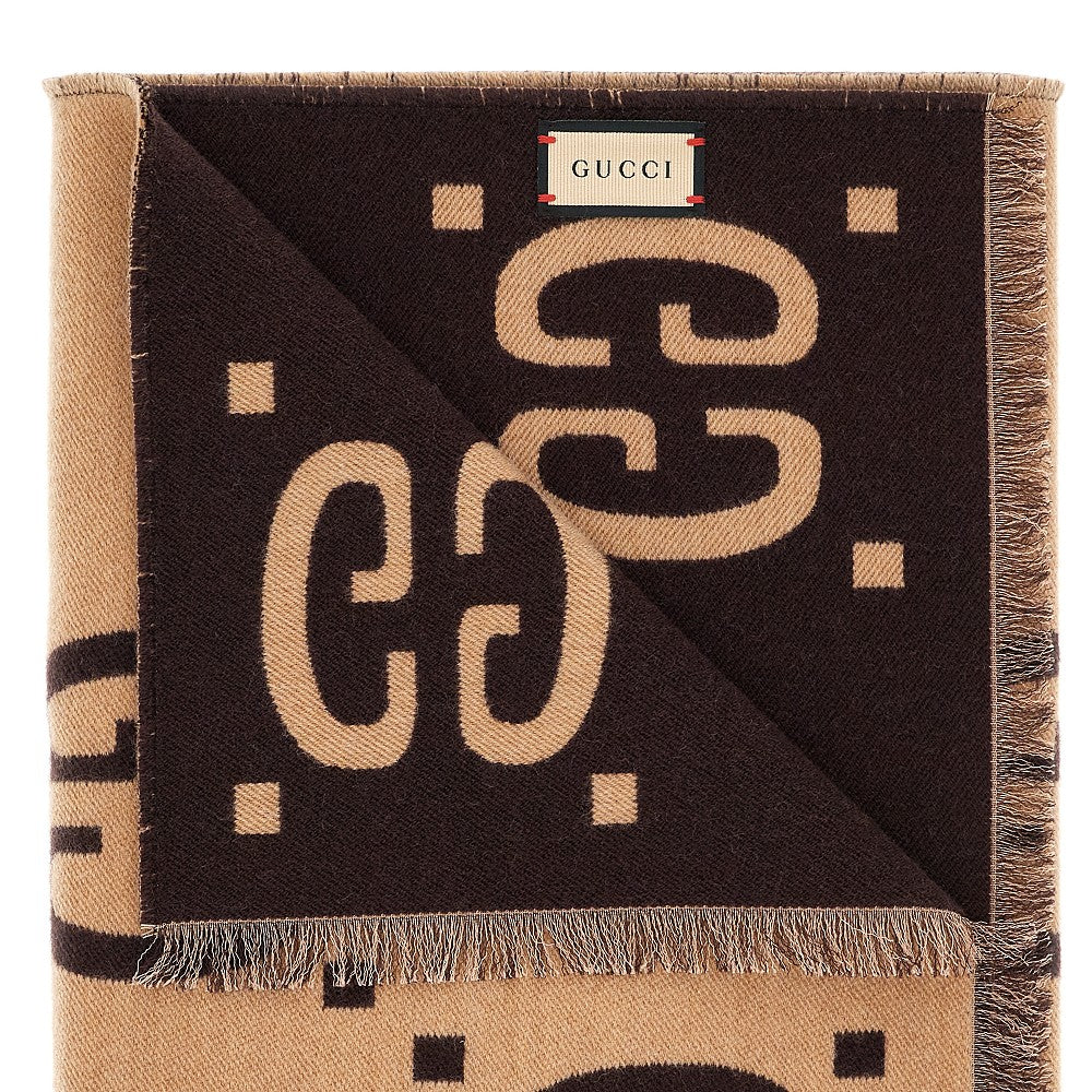 GG jacquard wool and silk scarf