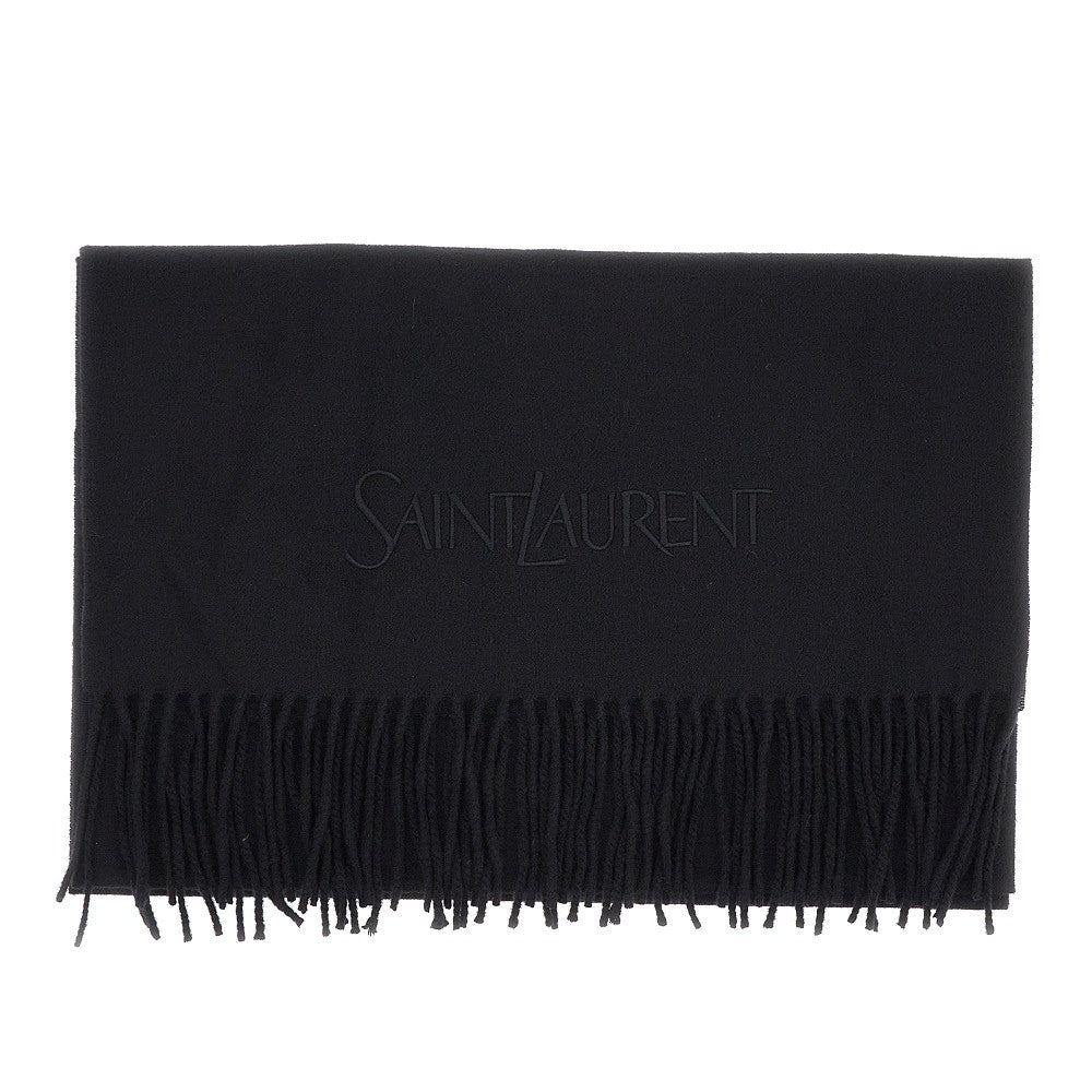 Cashmere scarf with logo embroidery