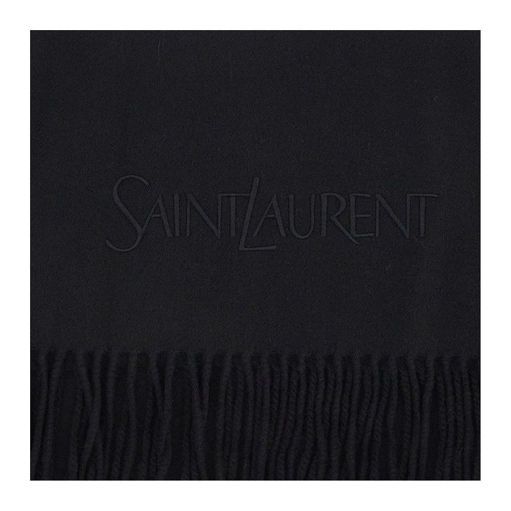 Cashmere scarf with logo embroidery