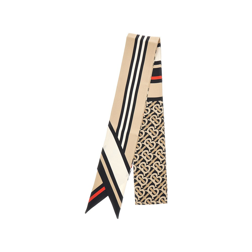 Motif blend silk slim scarf