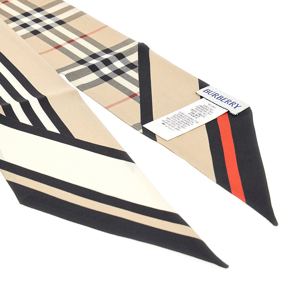 Motif blend silk slim scarf