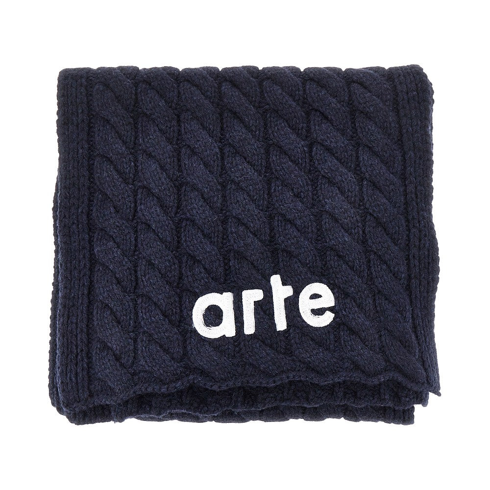 Wool-blend scarf with logo embroidery