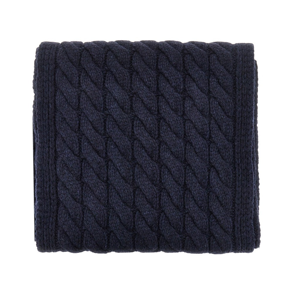 Wool-blend scarf with logo embroidery