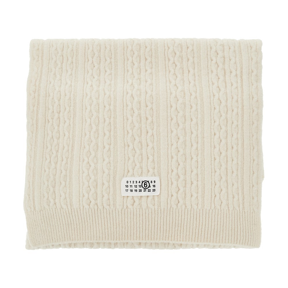 Wool-blend cable knit scarf