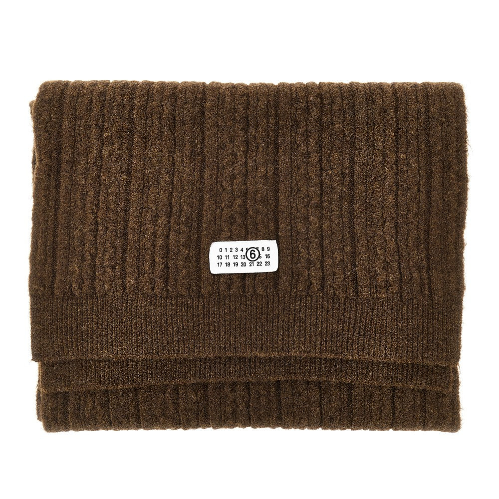 Wool-blend cable knit scarf
