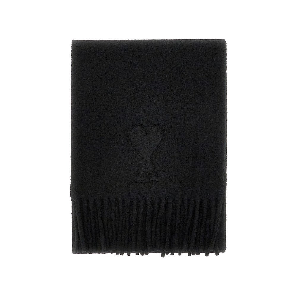 Wool scarf with embossed logo