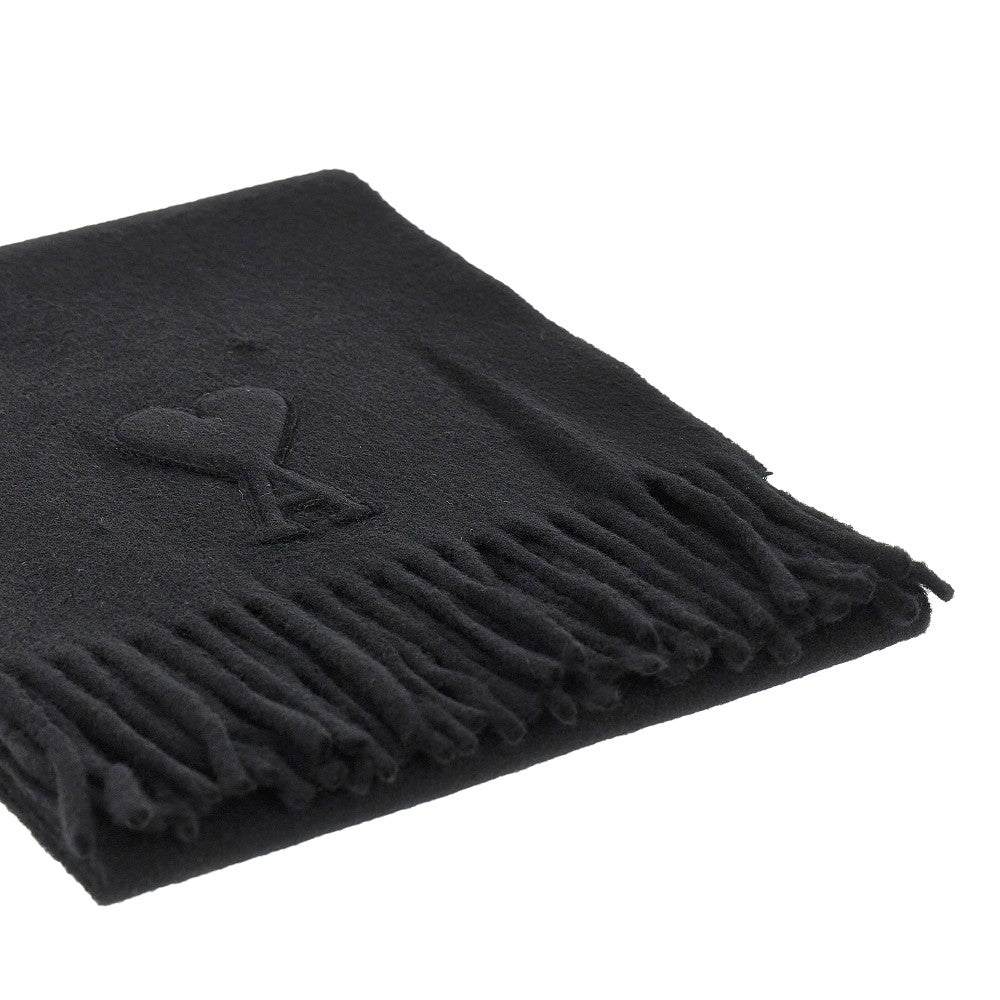 Wool scarf with embossed logo