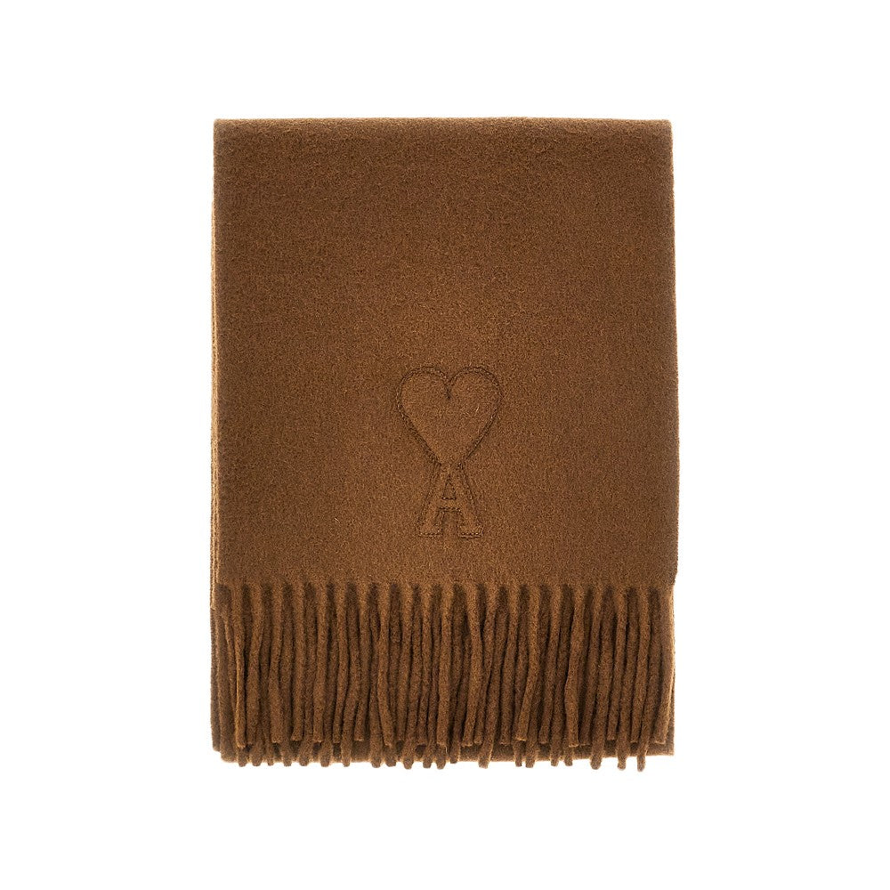 Wool scarf with embossed logo