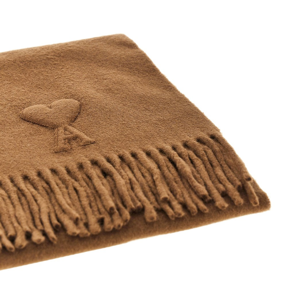 Wool scarf with embossed logo