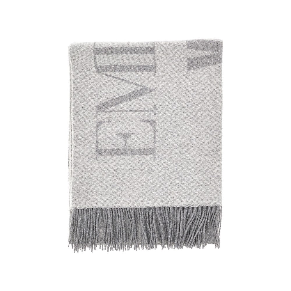 Jacquard wool scarf with logo