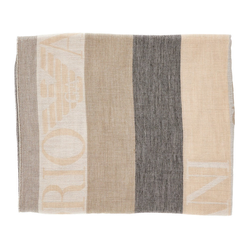 Striped viscose-blend scarf with logo motif