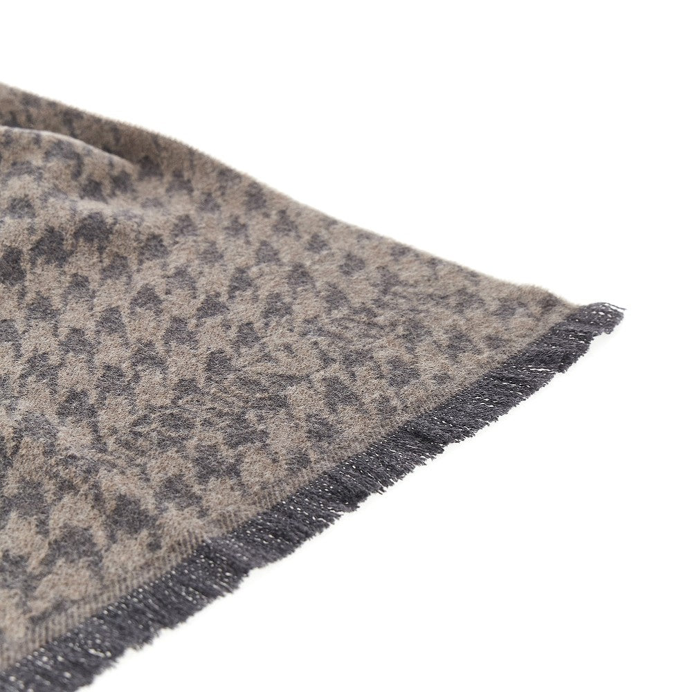 Houndstooth jacquard wool scarf