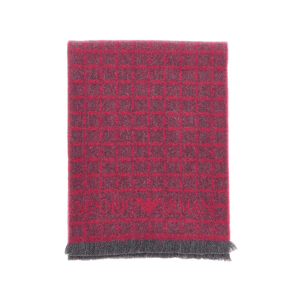 Houndstooth jacquard wool scarf