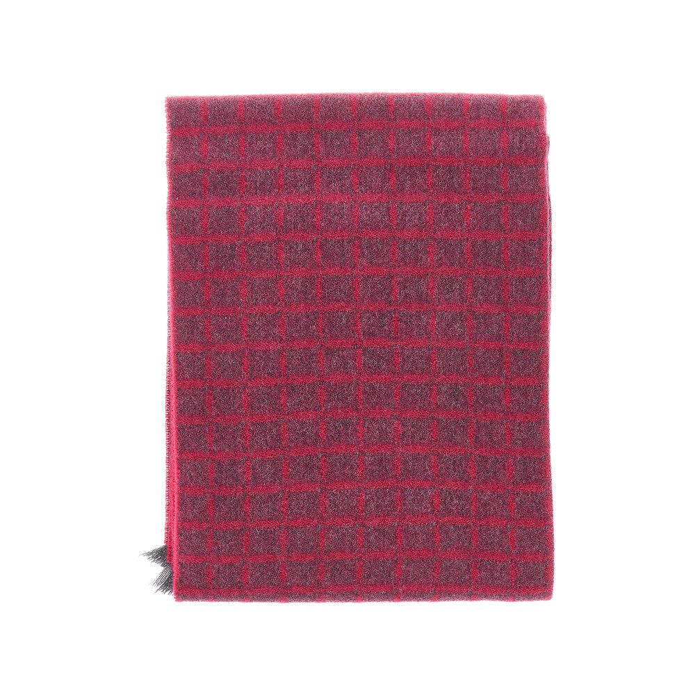 Houndstooth jacquard wool scarf