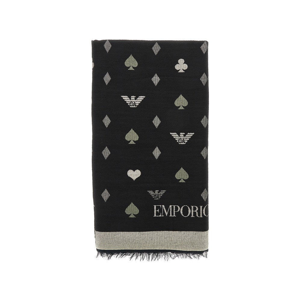 Jacquard wool-blend scarf