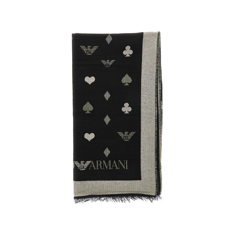 Jacquard wool-blend scarf