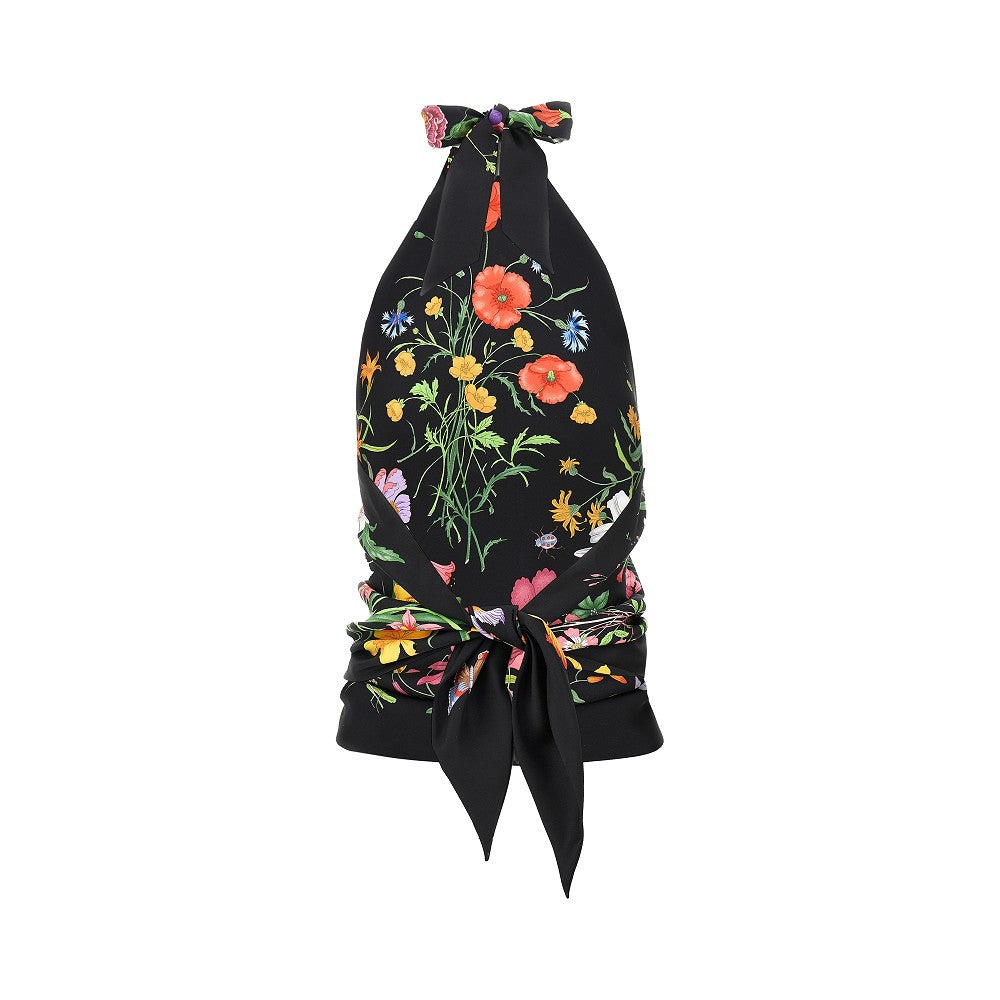 Floral print silk scarf top