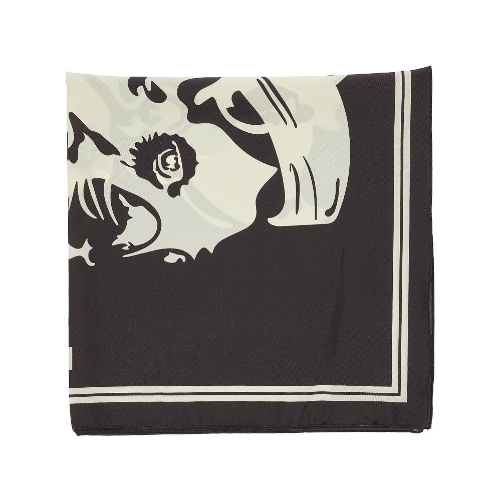 Foulard in twill con stampa French Bulldog