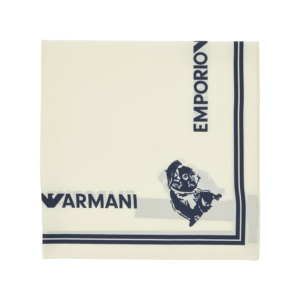 Foulard in twill con stampa French Bulldog