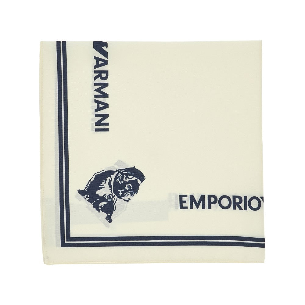 Foulard in twill con stampa French Bulldog