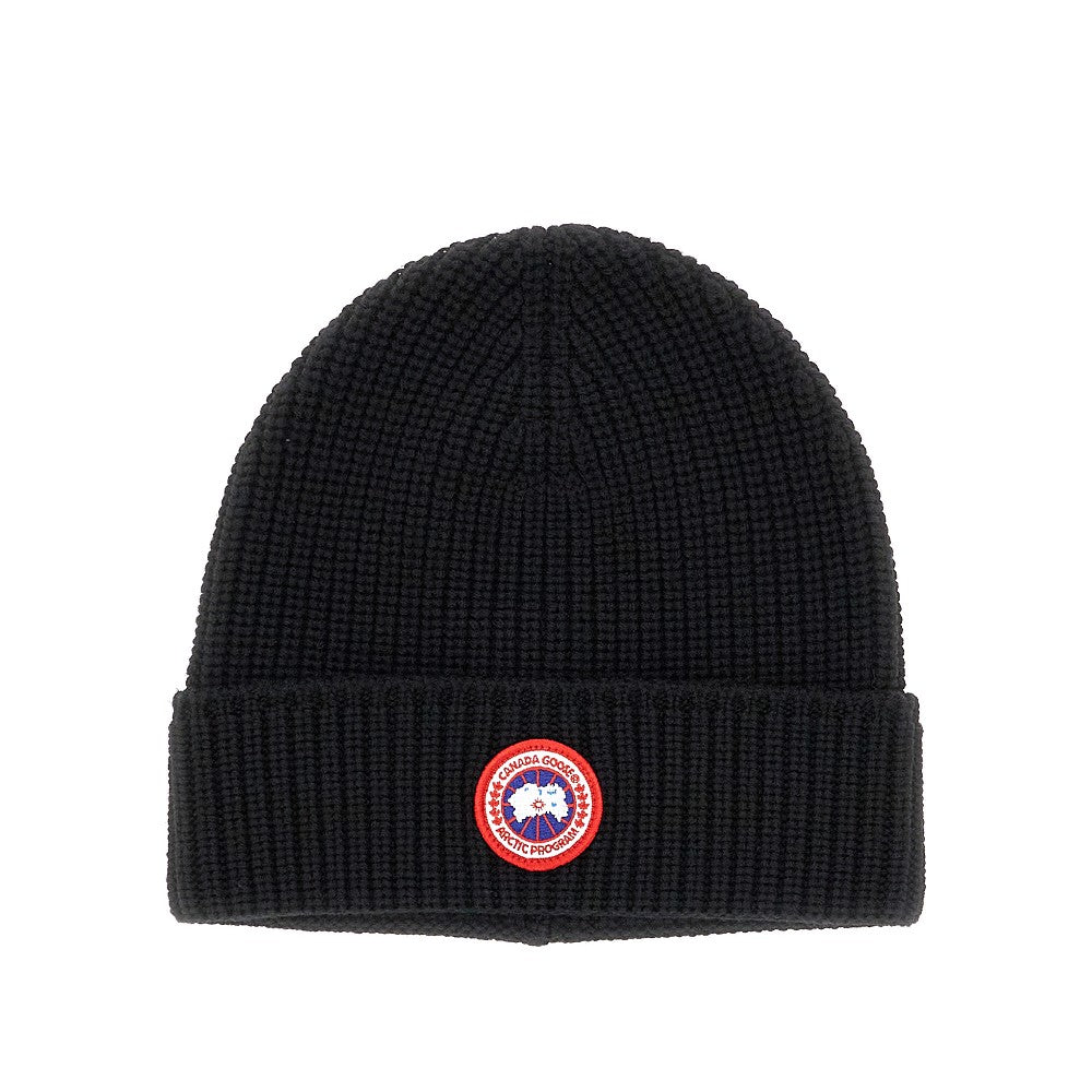 Beanie in lana con patch logo