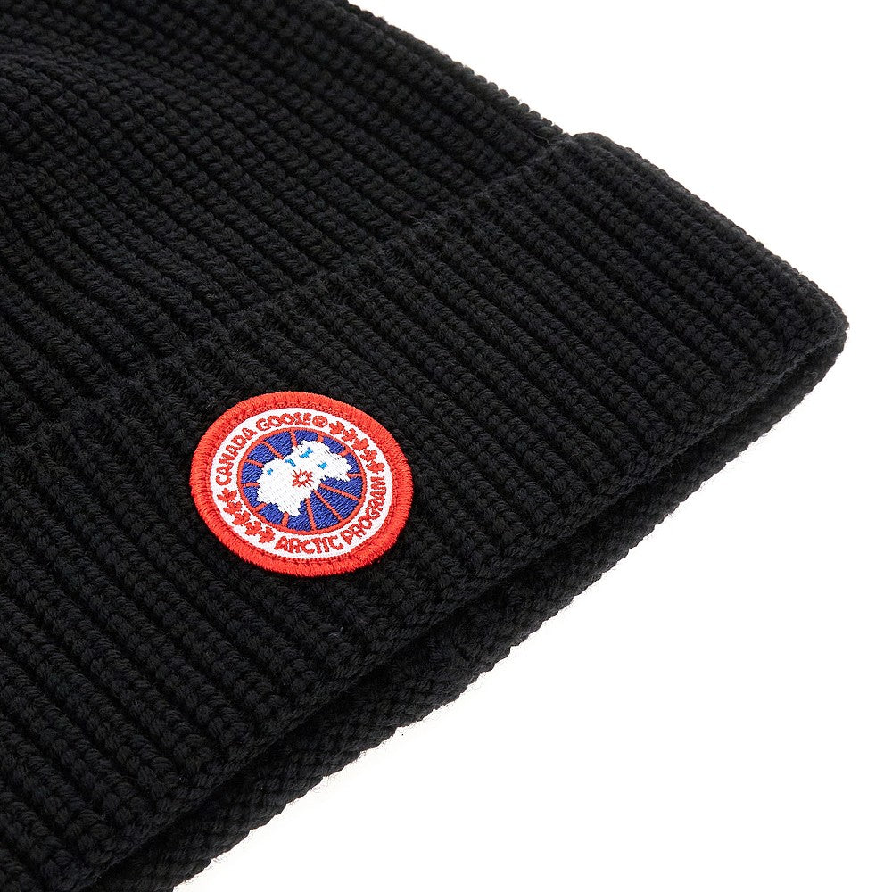 Beanie in lana con patch logo